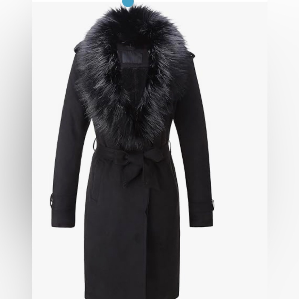 Bellivera Women Faux Leather Trench Coat Fleece-Lined Mid-length Jacket